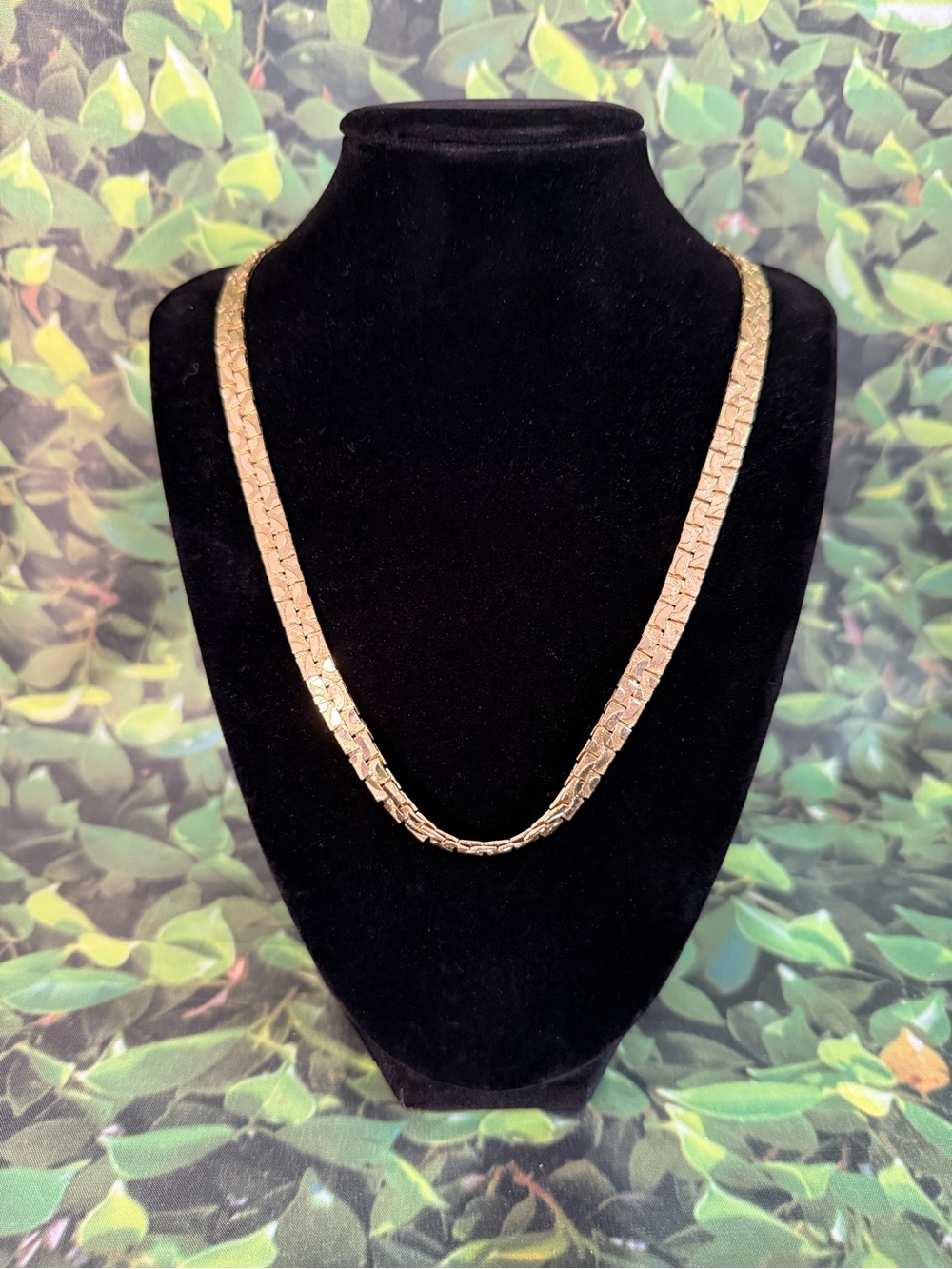Vintage 14KGP Gold Plated Textured Link Necklace